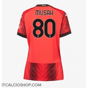 AC Milan Yunus Musah #80 Prima Maglia Femmina 2023-24 Manica Corta